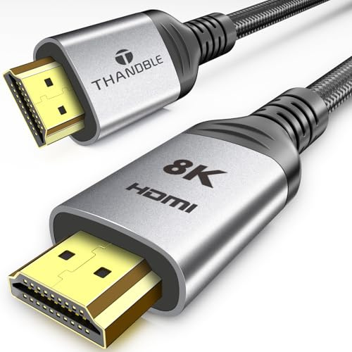 THANDBLE 8K Long HDMI 2.1 Cable 20FT, 48Gbps High Speed HDMI Braided Cord 4K120Hz/144Hz 8K60Hz eARC HDCP 2.2&2.3 Compatible for Gaming, PS5/Xbox/Projector/Entertainment, Sound System etc