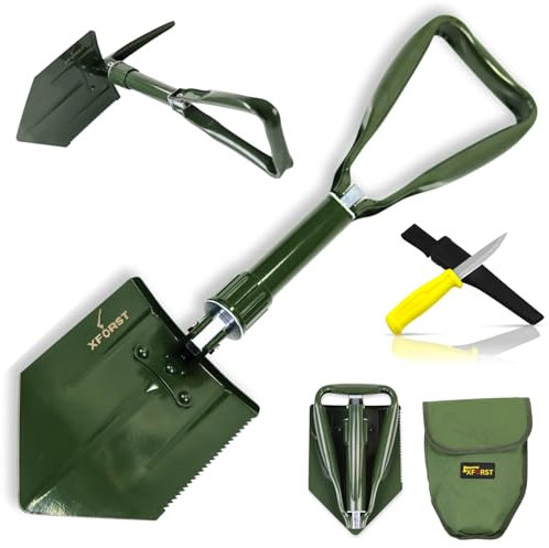 Xforst Set: Pala Plegable KS1 y Cuchillo Outdoor Survival X-K9.4 – Ideal para Bushcraft, Camping y Supervivencia