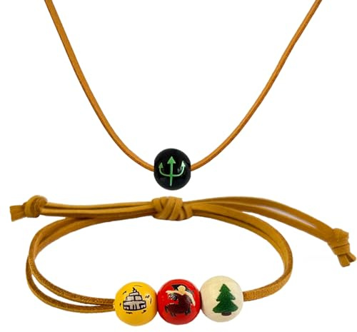 HJYZY Collar de media sangre Percy de Campamento Anas, pulsera de cuentas de madera, mitología griega, dioses olímpicos, accesorios de joyería para fanáticos, 2 unidades, 1, Madera, No es una piedra