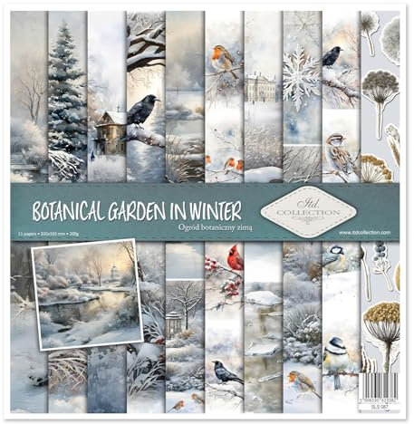 ITD Collection - Scrapbook Papier - Scrapbooking Set - Motivpapier zum Basteln - Dekorpapier 12x12 inches - 310 x 310 mm - 10 Blatt + 1 – Botanical Garden in Winter - SLS-087