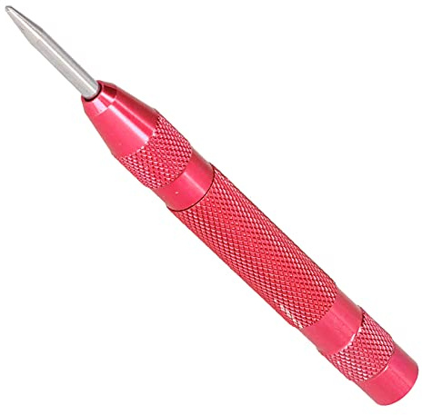 Sonew Punzón Central Automático, Fuerza Ajustable de Acero Endurecido con Punta Extraíble, para Perforar Agujeros sin Deslizarse (rojo)
