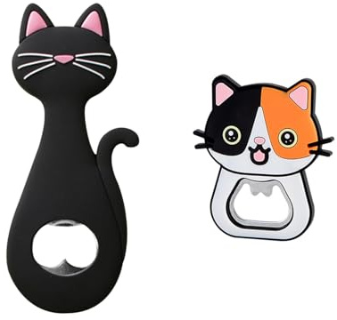CHROMACRAFT 2 Lindos Abrebotellas De Gato, Abrebotellas con Tapa De Cerveza En Forma De Animal, Pegatinas Magnéticas De para Nevera, Suministros De Cocina Creativos.
