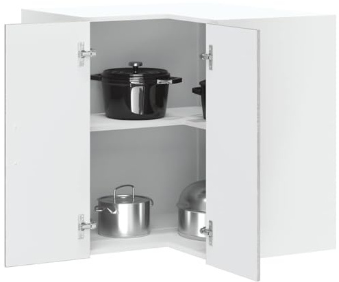 SooIarix Kalmar - Armadio angolare da cucina sospeso, in legno Sonoma, 57 x 57 x 60 cm, montaggio a parete, salvaspazio, per stoviglie, pentole