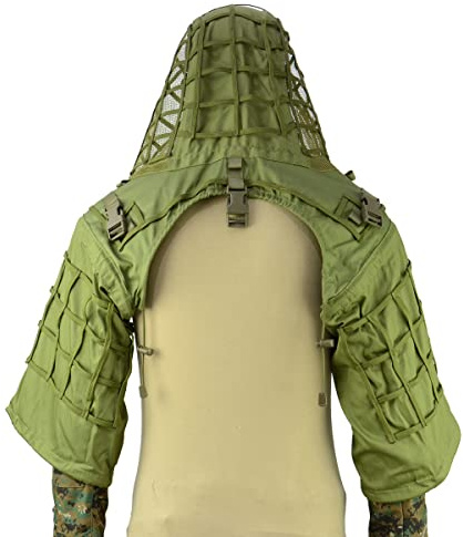 LytHarvest Lightweight Ghillie Suit Foundation, Tactical Sniper Coats/Viper Hoods (Army Green)
