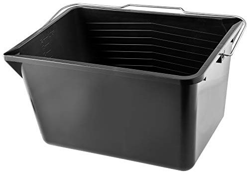 KADAX Farbeimer, eckiger Malereimer aus Kunststoff, Eimer mit Griff aus Metall, Stabiler Wassereimer mit Gießrand, für Renovierung, Garten, Putzeimer, rechteckig, leicht (12L, 1 Stück, schwarz)