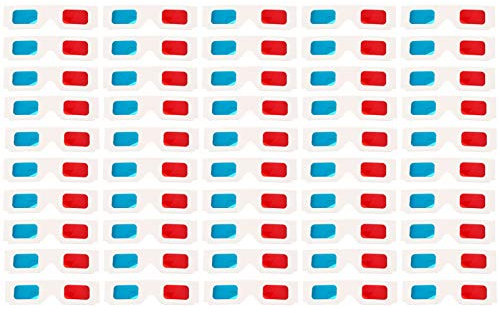Solustre Lot de 100 paires de lunettes 3D en carton pour films vidéo Rouge et cyan