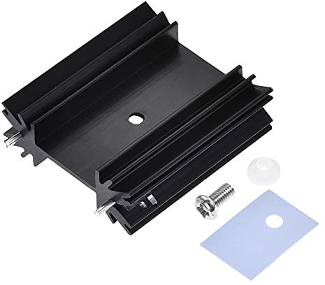 sourcing map 10 Stück 34 mm x 25 mm x 12 mm TO-220 Aluminium Kühlkörper zum Kühlen von Transistordioden mit 2 Stützstiften Schwarz