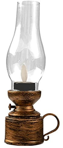 SYALEO Oil Lamp Lantern Vintage Led Kerosene Lamp Flameless Battery Operated Oil Lamp Lantern Retro Table Lamp Barn Lantern for Indoor Use Home Decor Emergency Lighting Patio Decoration