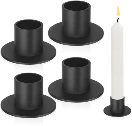 Adventskranz Kerzenhalter für Stabkerzen,4 Stück Schwarz Adventskerzenhalter,Kerzenständer Metall,Candle Holder,Kerzen Ständer,für Party, Hochzeit, Jubiläum Dekoration,Themed Party Supplies-02