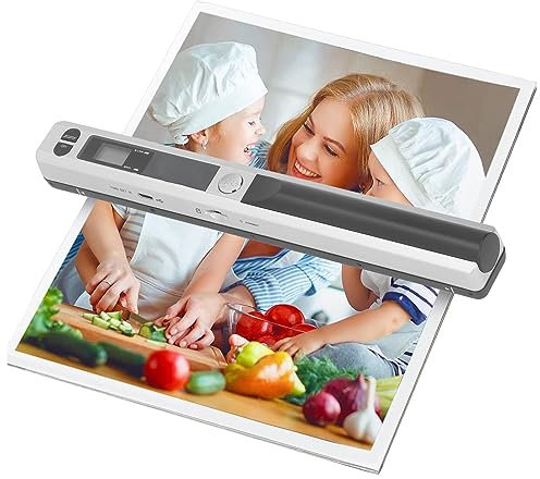 Escáner Portátil, Escáner de Documentos Móvil Inalámbrico, Varita de Escáner Fotográfico Portátil con Cable USB, Escáner de Tarjetas de Visita y Recibos para PC, Fotos, A4 (Silver)