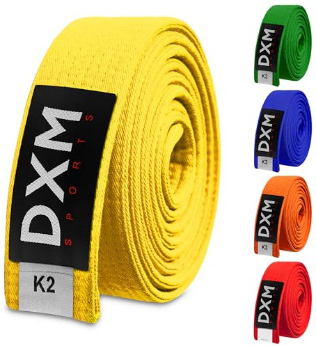 DXM SPORTS BJJ Jiu Jitsu Belt - Taekwondo Karate Belt - Martial Arts Uniform Ranking Judo Belt Double Stitched for Kids Adult (Yellow, 240cm)