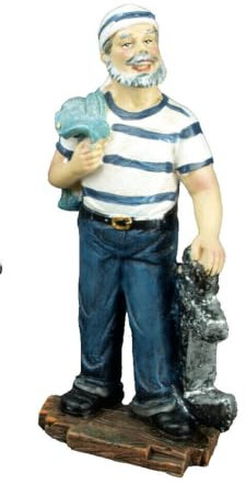 Generisch Maritime Deko Figur - Matrose mit Anker - Seemann Höhe 14,7cm Polyresin Innenbereich