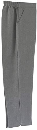 REEVE Smart Fit Summer Herringbone Half Elasticated Waist Pull On Work Trousers Women Activewear, Soft & Breathable Fabric Womens Trousers, Size 8-24 (12, Short, Grey)