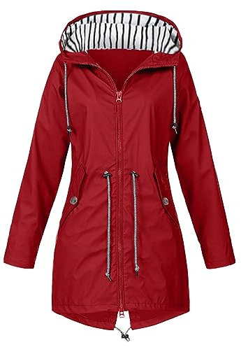 Regenjacke Damen Wasserdicht Winddichter Atmungsaktiv Regenmantel Regenparka mit Kapuze Leichte Dünne Windbreaker Übergangsjacke Große Größen Fahrrad Windjacke Trenchcoat Wandern Sommerjacke(S-5XL)