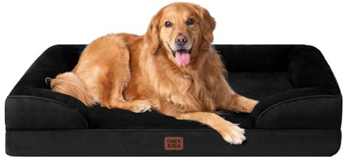 EHEYCIGA Orthopädisches Hundebett Grosse Hunde, 112x81cm, Memory Foam Hundekorb XL, Waschbar Hundesofa Wasserdicht rutschfest, Hundecouch mit Hohem Rand, Schwarz