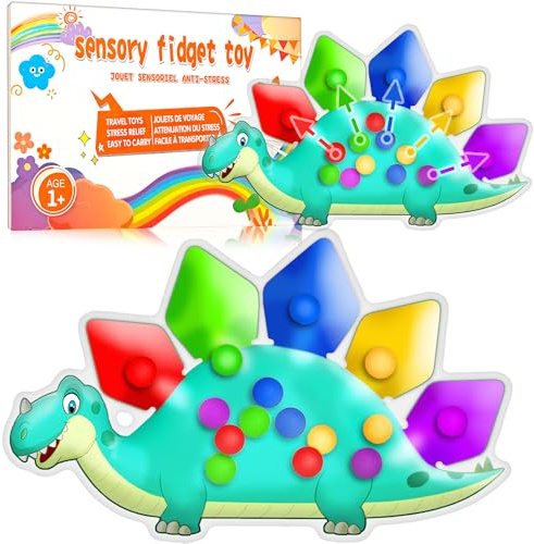 Dinosaur Color Sorting Sensory Toy Travel Toys for Toddler 1-3 Airplane Toy Roadtrip Essenstial for Toddlers Boys Gifts Fine Motor Autism Calm Fidget Montessori Preschool Activities for Kid Christmas
