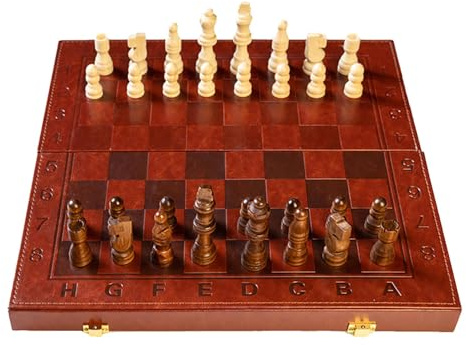 Set di scacchi a lunga durata – Set di set di scacchi puzzle | Set di giochi di scacchi in legno | Gioco da tavolo Educativo con pezzi di scacchi | Gioco di puzzle per adulti e dadi