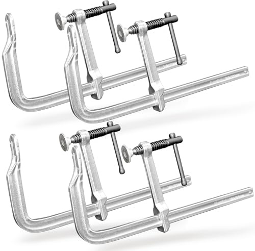 4-Pack 12-Inch Heavy-Duty F-Clamps for Welding, Woodworking & Metalworking–1320 Lbs Load Capacity, 4-3/4 Inch Throat Depth, All-Steel Construction (4-Pack-12 Inch-4-3/4 Inch)