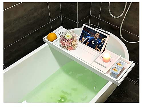 LHJDMHJ Couvercle de Baignoire Support de Baignoire Plateau de Baignoire Support de Tablette Plateau de téléphone Portable et Support de Verre à vin intégré Jolie Housse de Baignoire Pliable Support