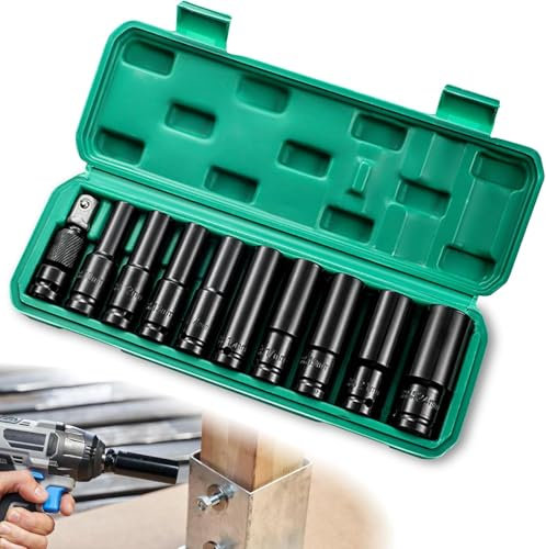 Lot de 11 douilles à percussion 1/2, jeu de douilles 1/2, jeu de douilles hexagonales, jeu de douilles 10 x 24 mm, jeu de clés hexagonales longues pour perceuse ou