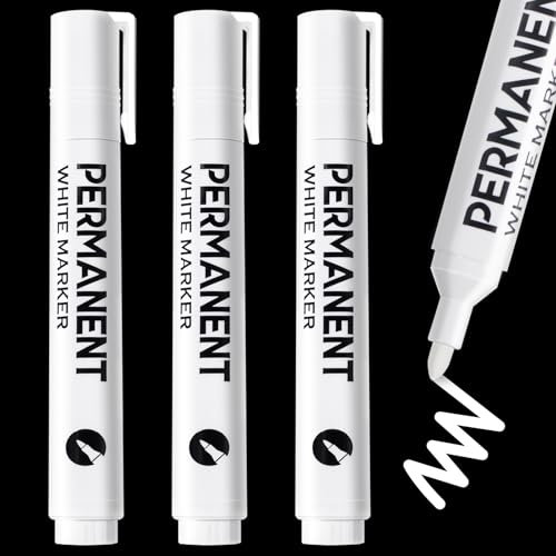 SEPVEL Permanent Marker Pens, 3 Pcs 2.0mm White Pens Waterproof and Quick Drying Paint Pens Permanent for Clothes, Stones, Rock Painting, Ceramic, Glass, Wood, Metal, Canvas, Tire Pen