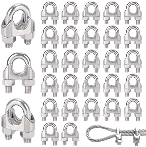 Spetsbst 30 Stück Drahtseilklemme 5mm Edelstahl Seilklemmen 5mm für Drahtseil Stahlseil Wäscheleinenspanner Markise Fixiert (M5)