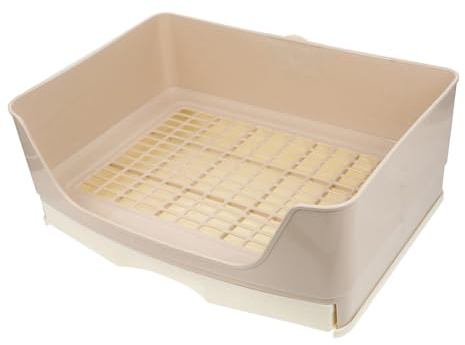JOINPAYA Toilette pour Lapin Tiroir en Plastique Beige, Bac à Litière pour Lapin Adulte Plateau d'Entraînement d'angle et Fond Épais Anti-Éclaboussures
