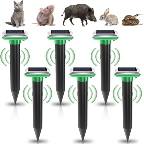 6 unidades de ahuyentador solar de topos: IP65 resistente al agua, ahuyentador de topos solar, ahuyentador de topos, ahuyentador de topos por ultrasonidos para expulsar topos y plagas para jardín
