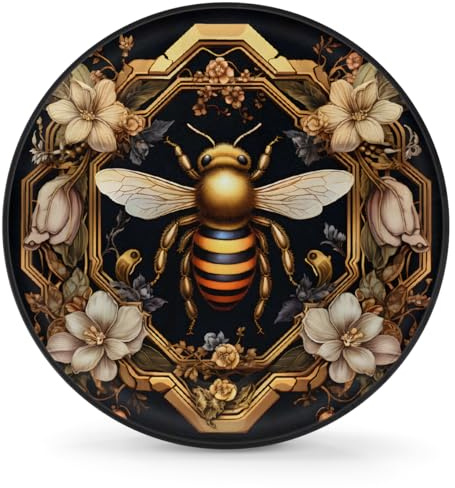 Funda De Rueda De Repuesto Animal Abeja Flower Abstracto Personalizada Poliéster Bolsas De Almacenamiento De Neumáticos, para Autocaravanas, SUV, Remolques, 15in