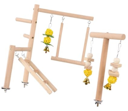 KIOALXZ Parco giochi per pappagalli e uccelli, recinto in legno per palestre, favorisce stile di attivo per pappagalli, calopsitte e inseparabili insieme, parco giochi