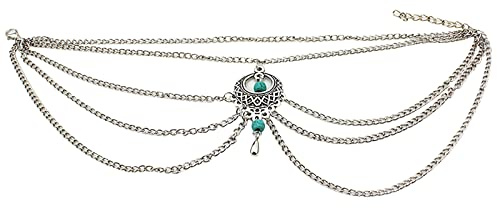 XJBTBA Pulseras,Joyas De Pulsera,Tobilleras,Pulsera De Cuero para Hombres Pulsera Tobillera Conjunto De Adornos Multicapa Mujeres Adorno Turquesa Playa Pie Étnico Aleación Hecha A Mano Niñas Cuentas