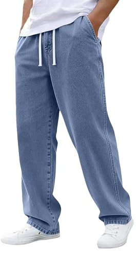 Vaqueros Hombre Largo Verano Regular Fit Moda Pantalon Verano Hombre Elegante Casual Fashion Deporte Running