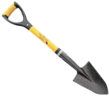 Spear Head Spade Liten trädgårdsskopa med D-handtag med vadderat handtag, glasfiberhandtag med blad av kolstål och mangan, prisbelönt spade, 76,2 cm minihandtag, gul