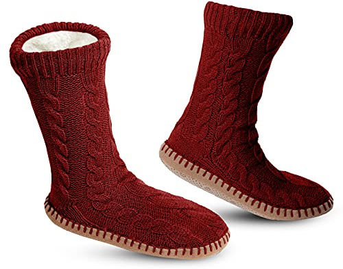 Vihir Men's Winter Knitted Non-Skid Home Warm Slipper Socks Indoor Floor Stocking House Shoes…