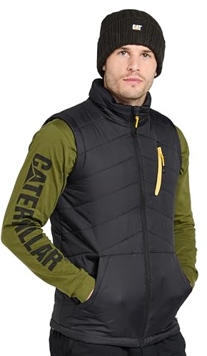 Caterpillar CAT Workwear Essentials Gilet matelassé pour homme, Noir, XL