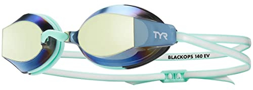 TYR Black Ops 140 EV Racing Mirrored Swim Goggles Women's Fit, Gold/Mint