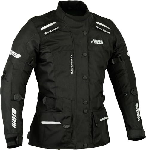 BOSmoto Motorradjacke mit Protektoren Motorrad Jacke Damen Textiljacke Moto, Tourer, Ganzjährig, Polyester (S, Jacke)
