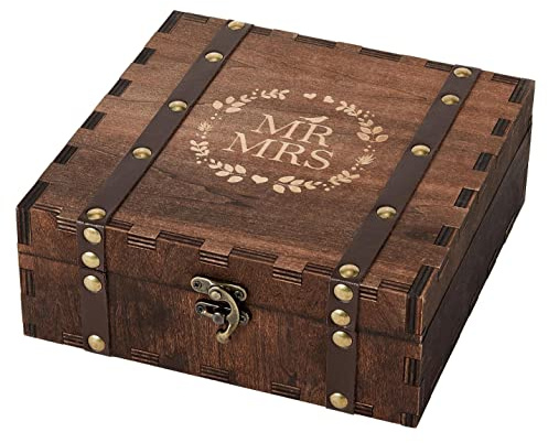 AW BRIDAL Mr and Mrs Wedding Keepsake Box for Couples, Bridal Shower Gifts for Bride to Be, 2026 Engagement Gift for Newly Engaged Couple, Wooden Memory Boxes with Lids