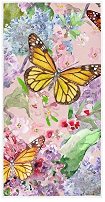 YOUJUNER Handtücher mit Blumenmuster, Schmetterling, Blumen-Dekor, Fingerspitze, weiches Gesichtshandtuch, saugfähig, für Badezimmer, Küche
