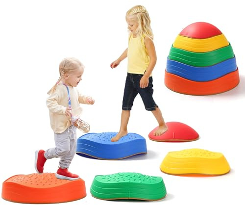 Fanboxk Stepping Stones for Kids,Non-Slip Toddler Sensory Stepping Stones for Promoting Toddler Balance Coordination Skills,Obstacle Courses Sensory Toys Outdoor or Indoor Play for Kids Age 3-8