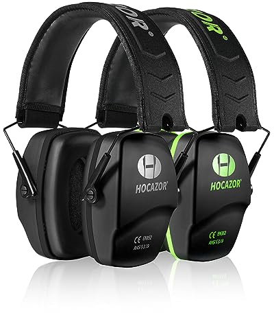 HOCAZOR Gehörschutz Schießsport 2 er-Set Lärmschutz Kopfhörer für Schießsport, Kapselgehörschutz für Erwachsene, Gehörschutz Erwachsene für Jagd, SNR31dB/NRR26dB (Schwarz und grün)