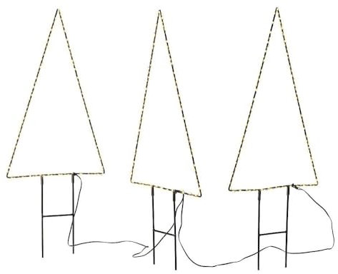 zeitzone Lichterbaum Gartenstecker Tannenbaum 3 Stück LED Beleuchtet Warmweiß Außen 48cm