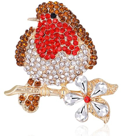 FAIRYGATE Robin Brooch Cute Ainmal Brooches Pins for Women Alloy Bird for Suits Dress Clothing Accessories Party Scarf Banquet Jewelry Gift, B2724