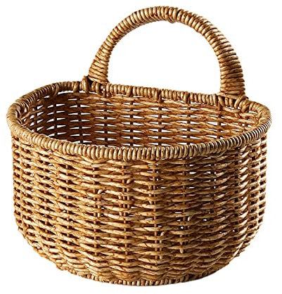 Cestino Intrecciato Da Appendere Alla Parete, Cesto Portaoggetti In Vimini Montato A Parete -Cesto Appeso In Rattan Cesto Portaoggetti Intrecciato In Vimini Cestino Per Cipolle Da Parete Contenitore