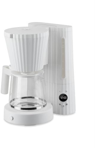 Alessi Plissé MDL14 W/UK - Design Drip Coffee Maker, with Automatic Start Function, in Thermoplastic Resin, British Plug 1100 W, 150 cl, White