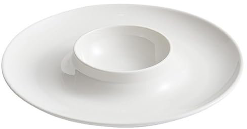 EINES Platos de Cena Plato de cerámica Occidental Blanco Simple, Plato artístico Multifuncional Creativo, Plato de Ensalada de Hotel, Plato de Restaurante Platos de Pasta(10-Inch)