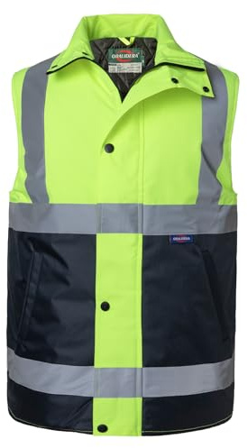 Oralidera Chaleco Acolchado de Seguridad para Hombre Invierno Cálido Chaleco Reflectante de Trabajo Alta visibilidad Chaqueta de Seguridad Sin Mangas, Verde+Negro, M