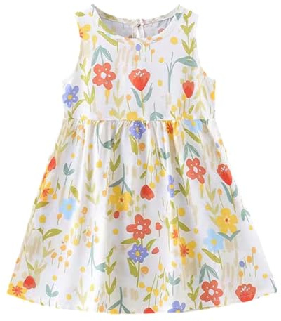 Monedero Niños Niñas Niñas Vestidos Verano Vestido Floral Sin Mangas Vestido Casual Para Niños 1 7 Años Con Leggings Niñas, amarillo, 6-7 años