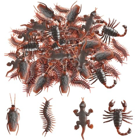 Teegxddy 40 Piezas de Juguetes Realistas de Insectos Falsos,Cucarachas de Broma/Escorpiones/Ciempiés/Gecos,Accesorios Divertidos para Halloween,Aptos para niños y Adultos