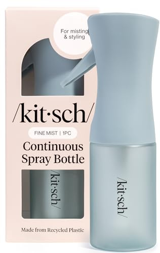 Kitsch Flacone spray per capelli, flacone spray continuo con nebbia ultra fine per acconciature, barbieri, pulizia, piante, bottiglie spray versatili da 141,7 g in plastica riciclata, Azzurro, 5.1